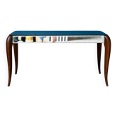 Art Deco coffee table with bevelled mirror from the 1940s, bohemian chic.