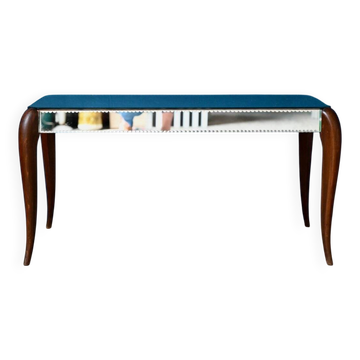 Art Deco coffee table with bevelled mirror from the 1940s, bohemian chic.