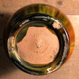 Handled vase in enameled ceramic, stamp to identify