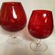 Paire de vases verres rouges Empoli Italy