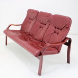 1980 Three-Seater Leather Sofa, Ton Czechoslovakia