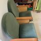 Forest green cinema double seat in oak and metal - 2 places, 1970s vintage design