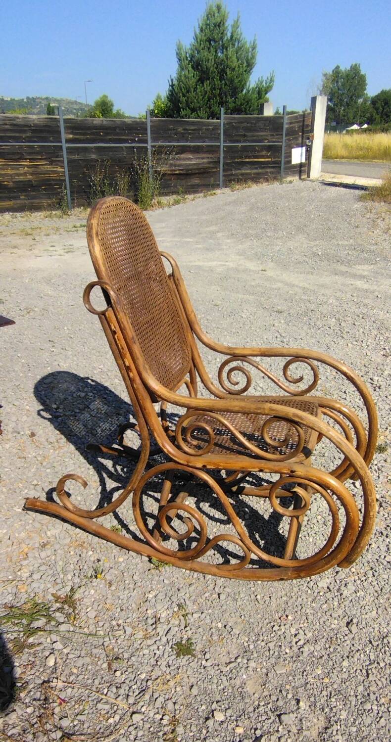 Fauteuil rocking-chair bambou rotin