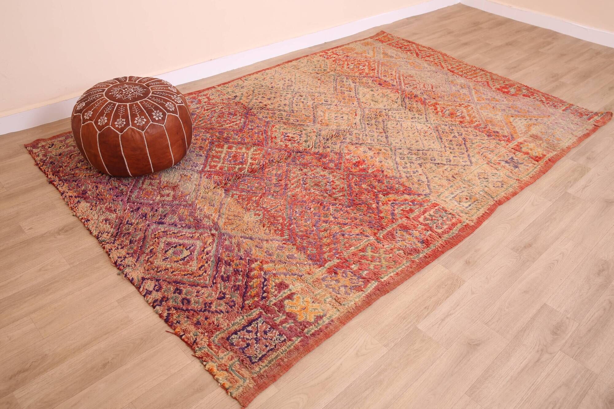 Vintage Moroccan Wool Rug 184 x 285 cm, Handmade Berber Rug, Old Rug Boho