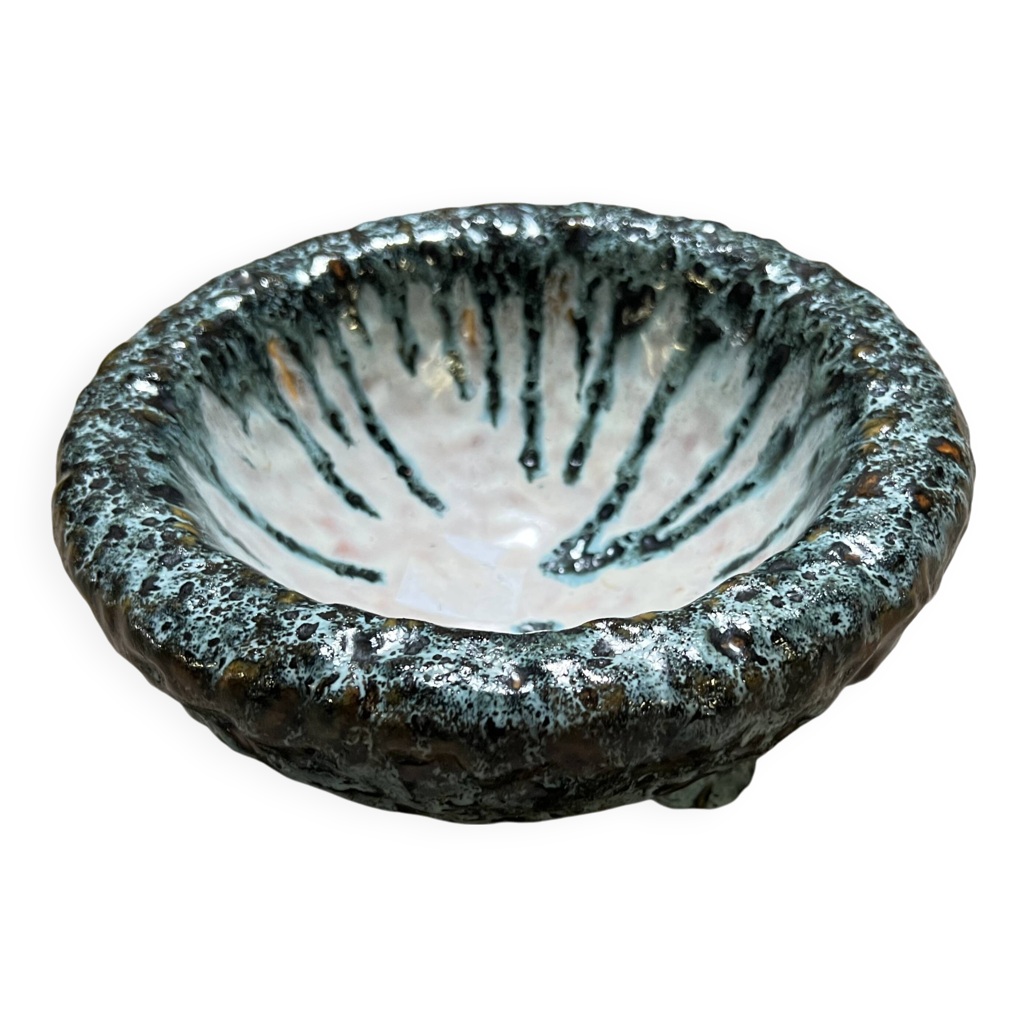 Glazed ceramic bowl / bowl – brutalist vintage crafts
