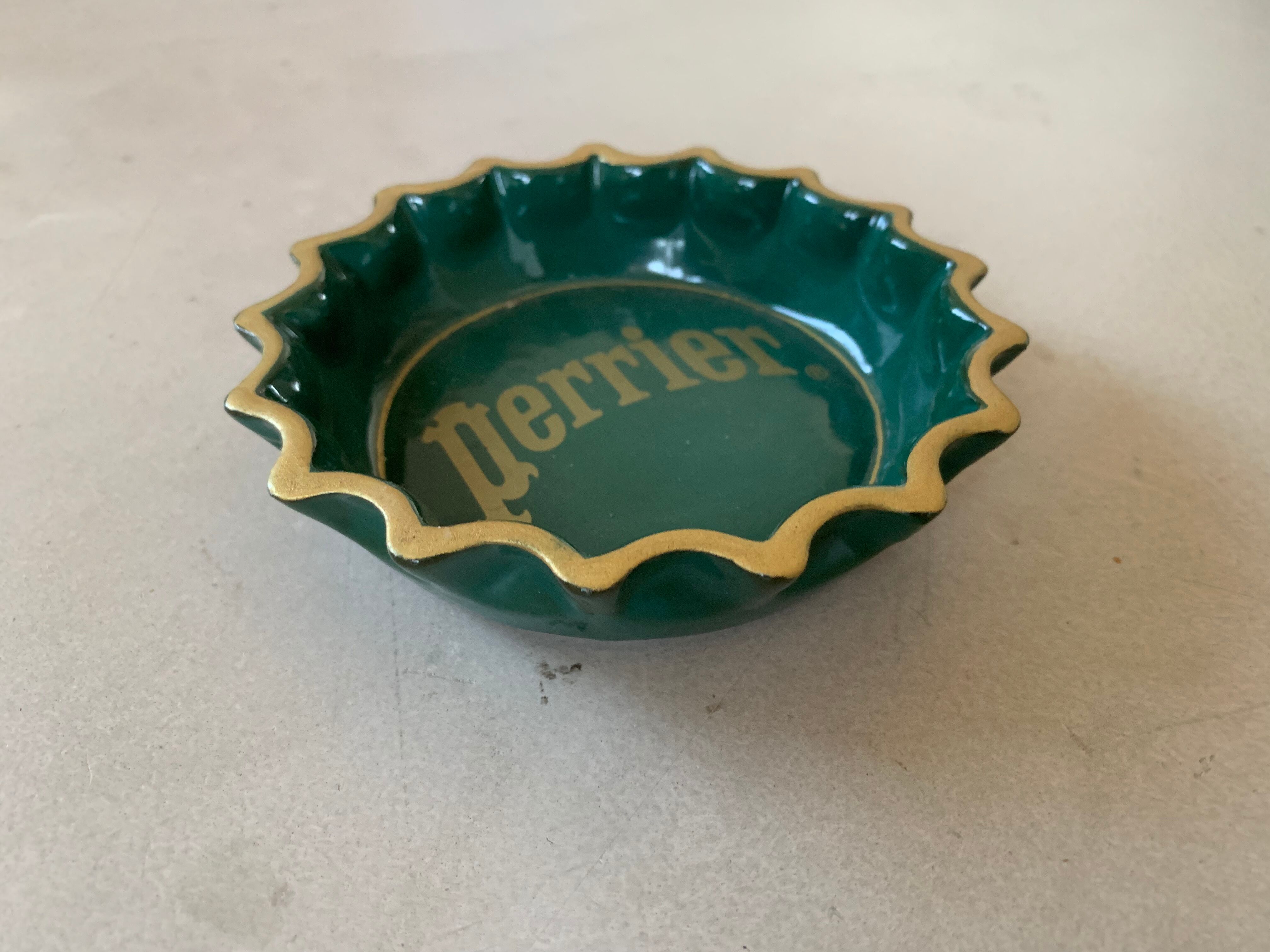 Vintage ceramic Perrier ashtray