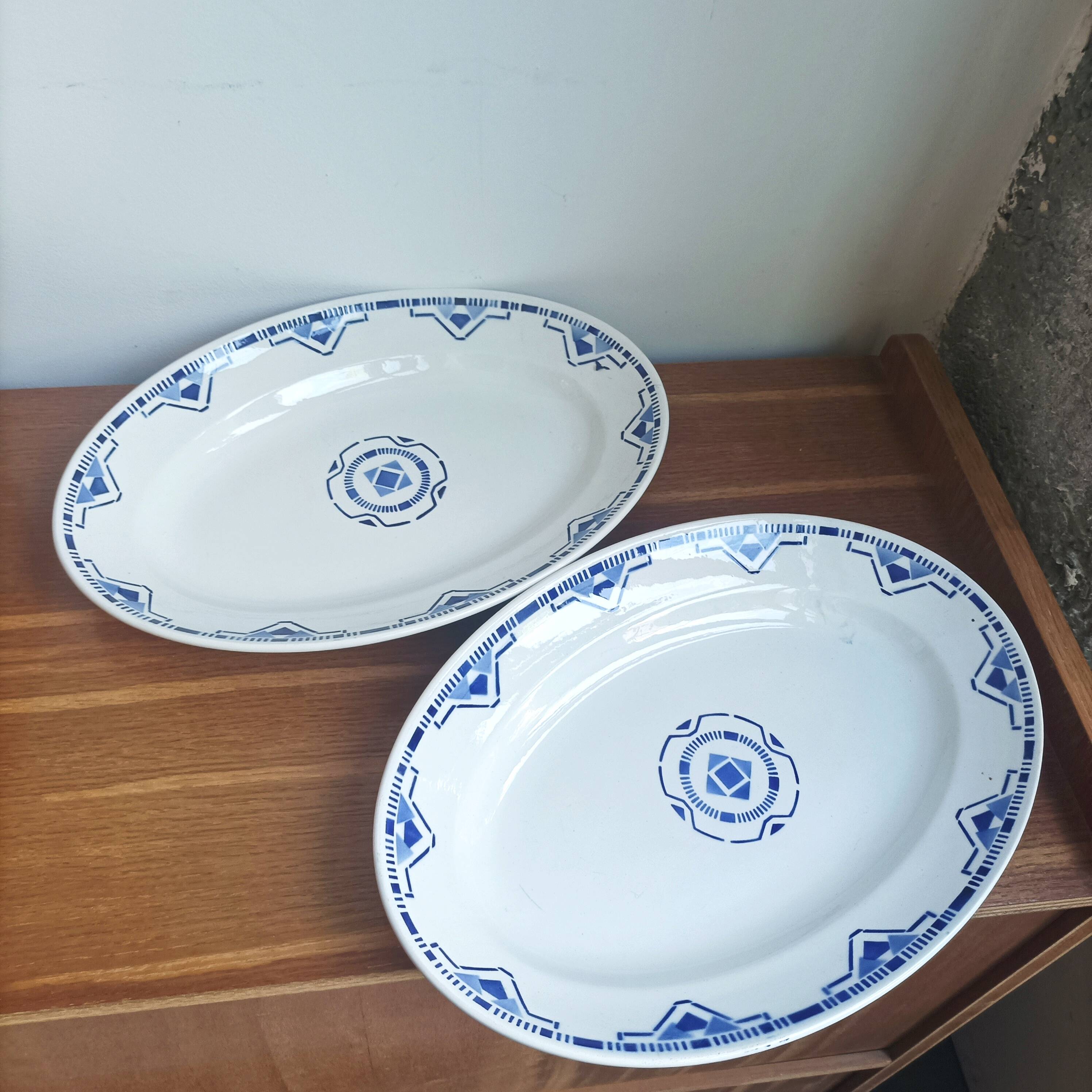 Large Art Deco earthenware serving dishes from St Amand