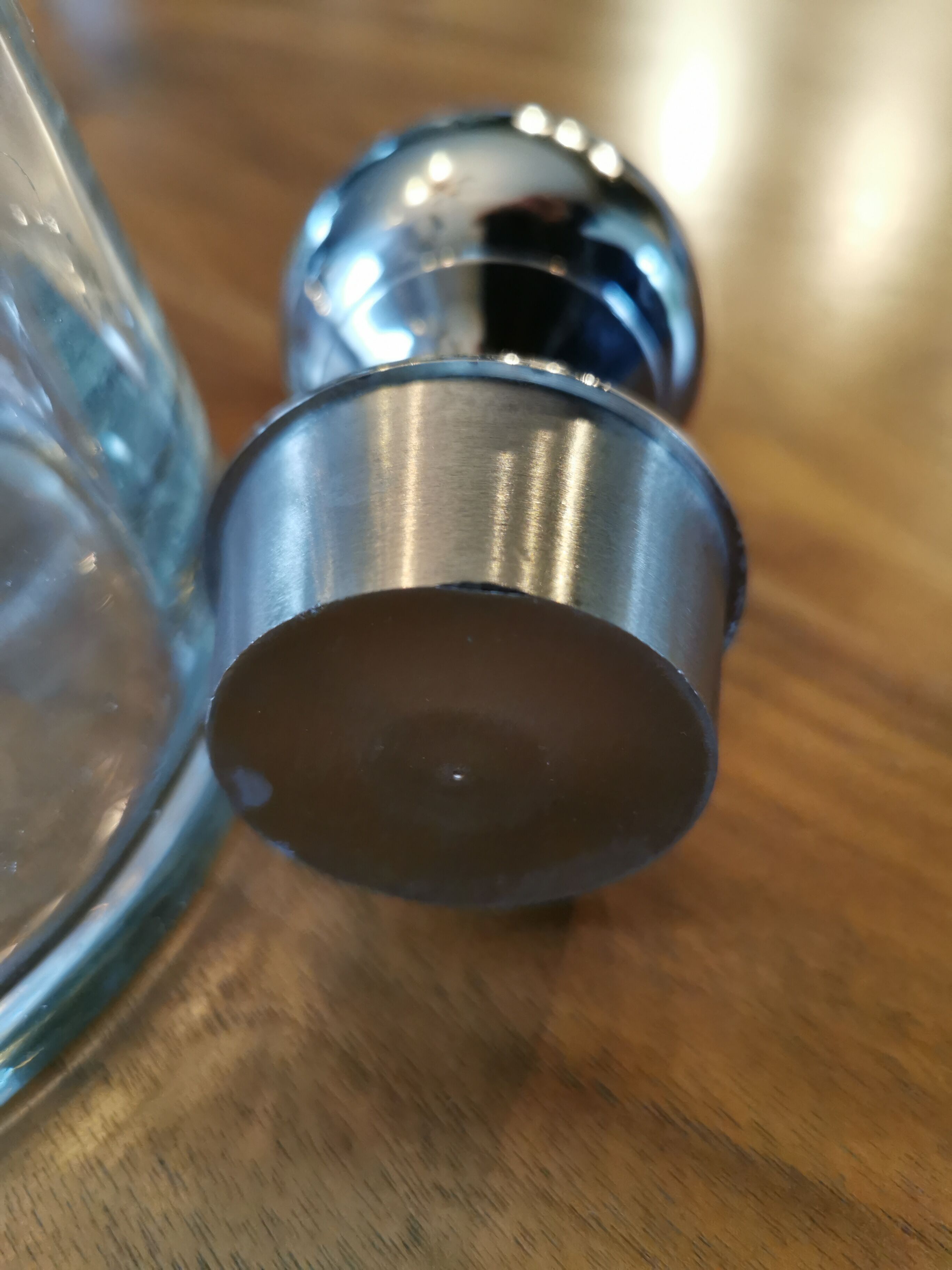 Old glass and silver metal carafe