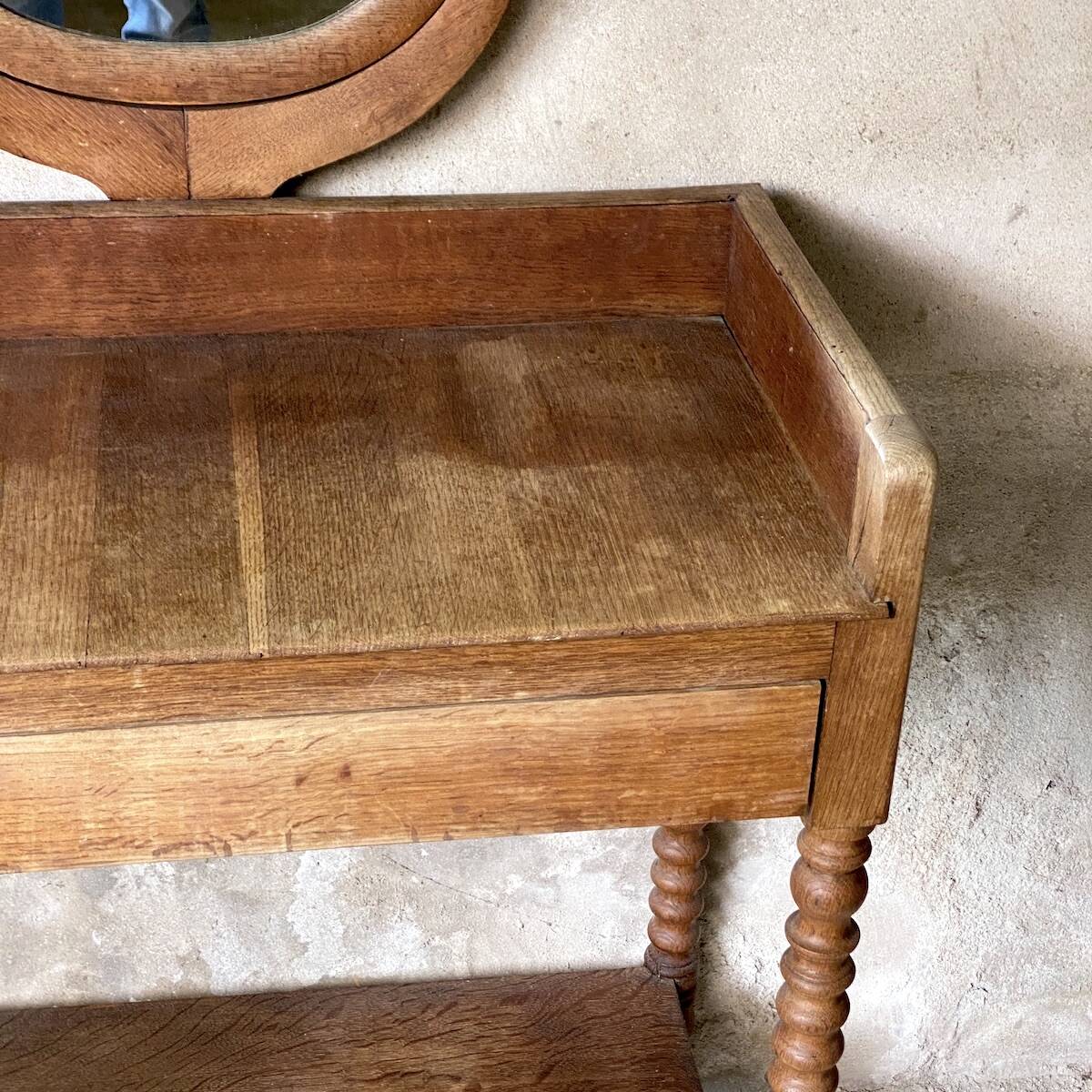 Vintage 1950s turned wood dressing table