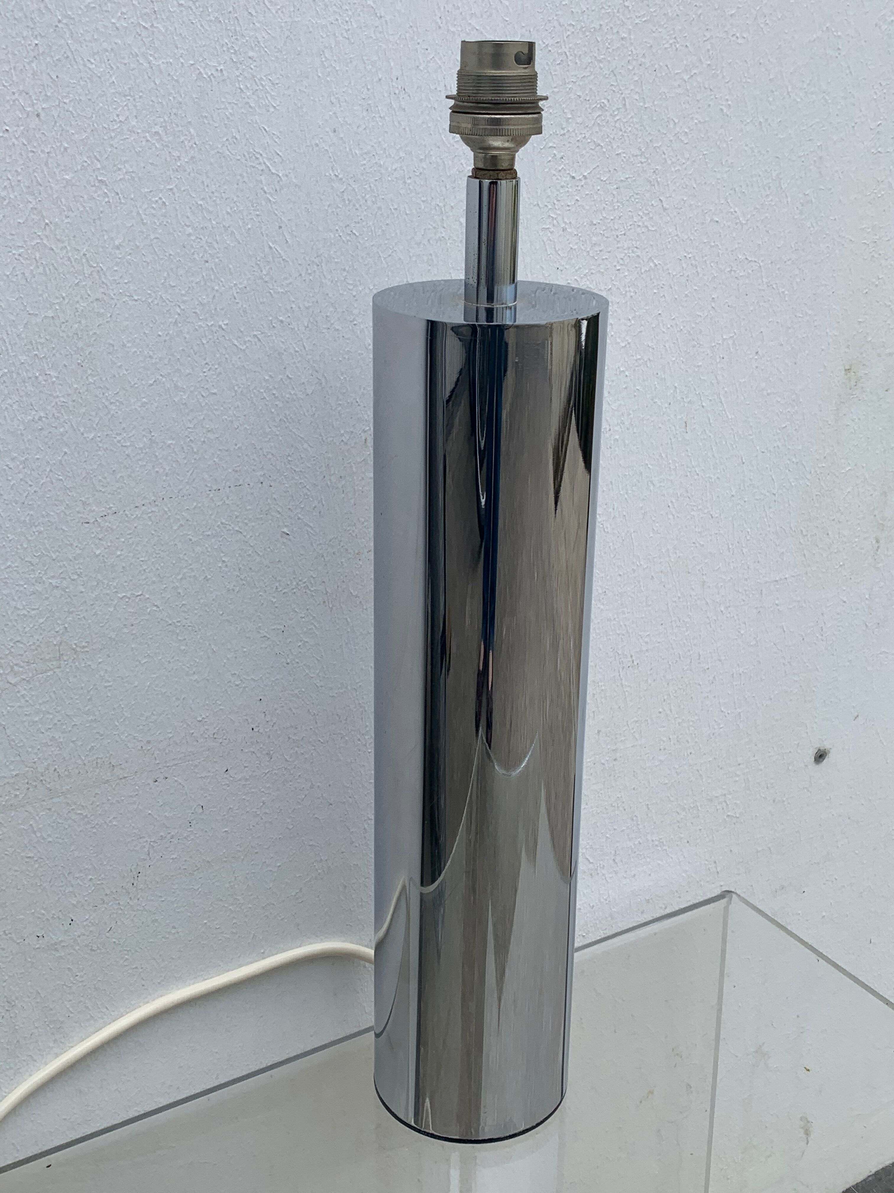 Italian lamp foot Ticino stainless steel cylinder 1970