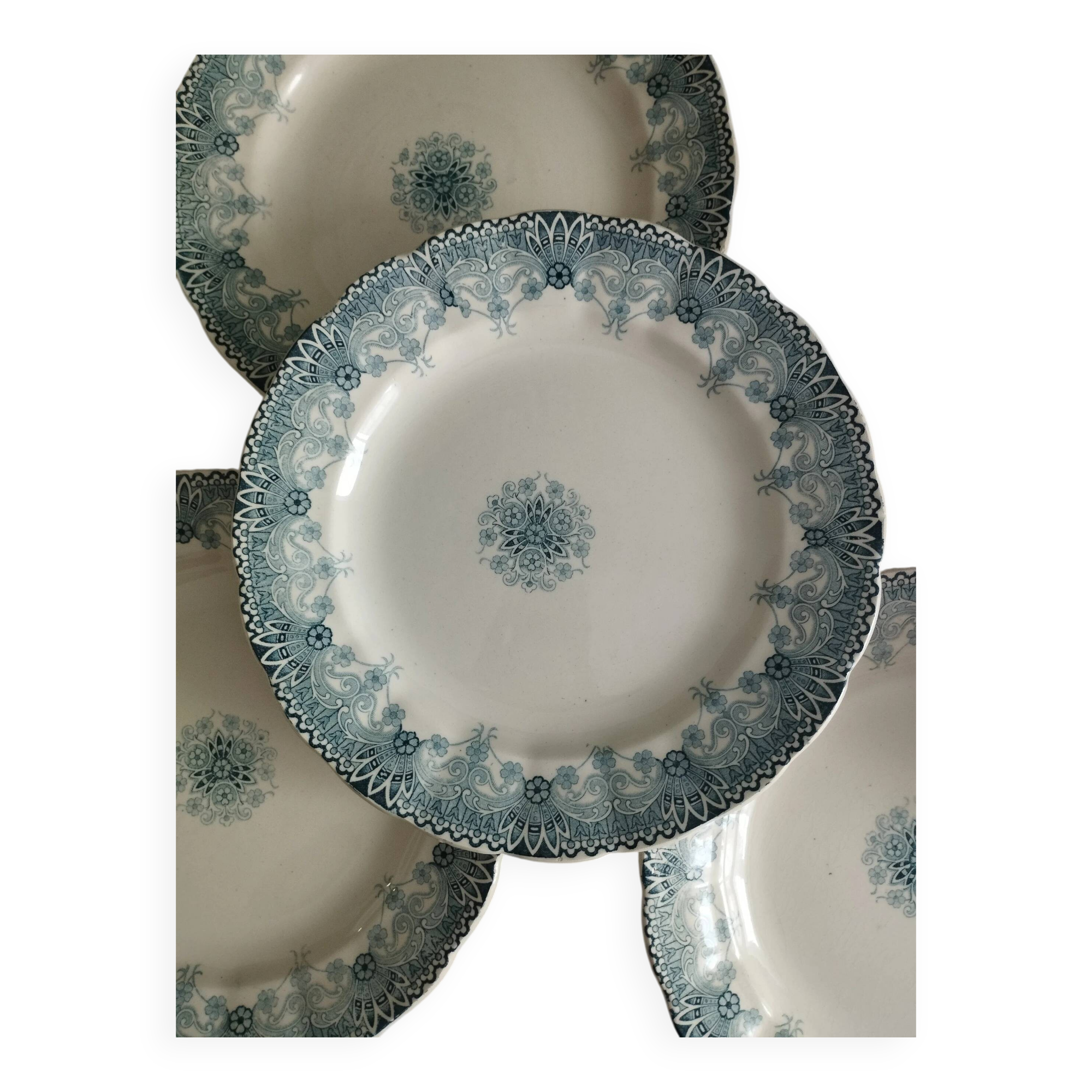 "Henriette" - 6 flat plates made of ironstone HB Choisy-le-Roi