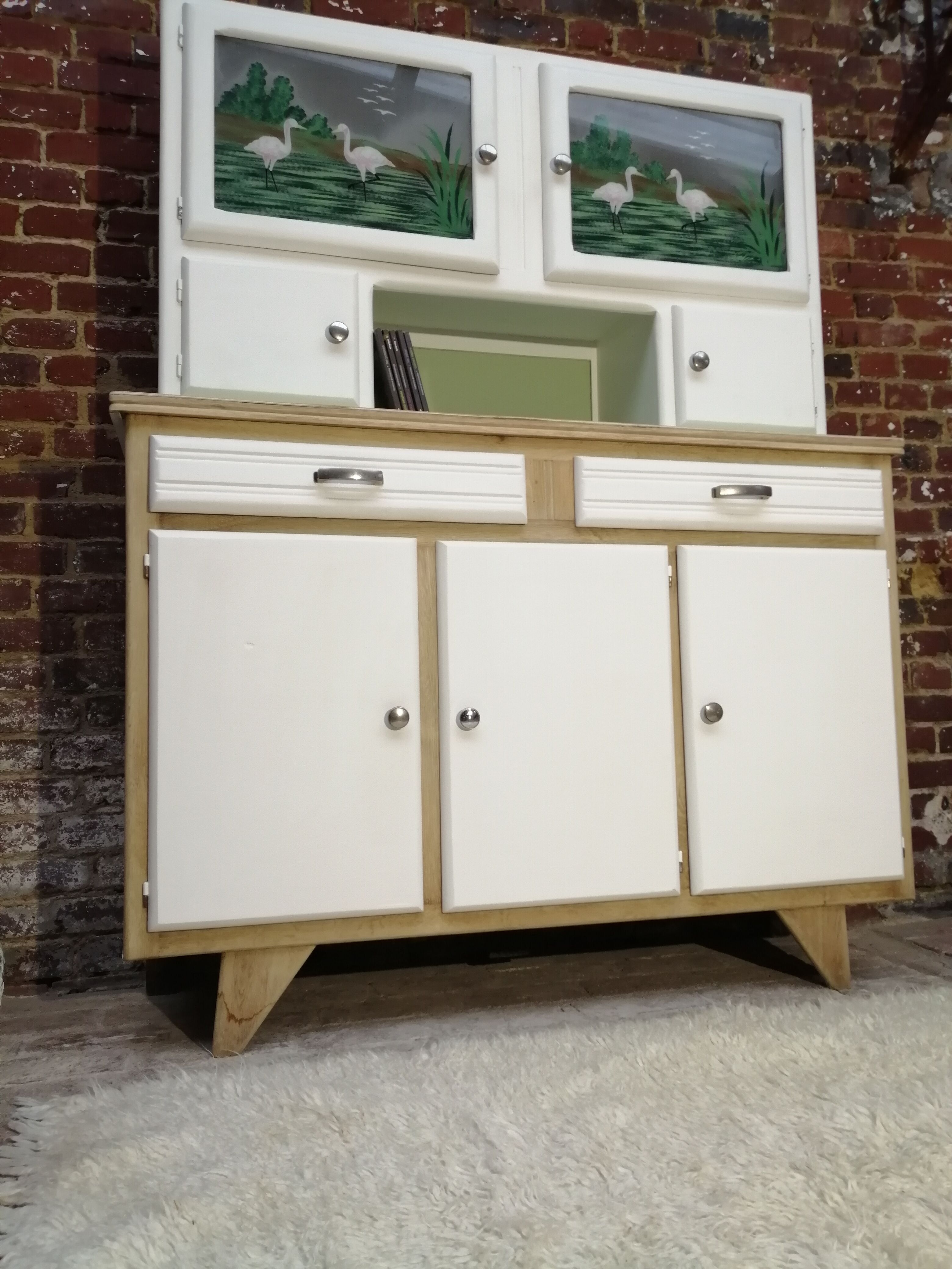 Buffet mado 50s white and brushed oak