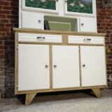Buffet mado 50s white and brushed oak