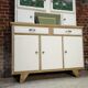 Buffet Mado années 50 blanc et chêne brossé