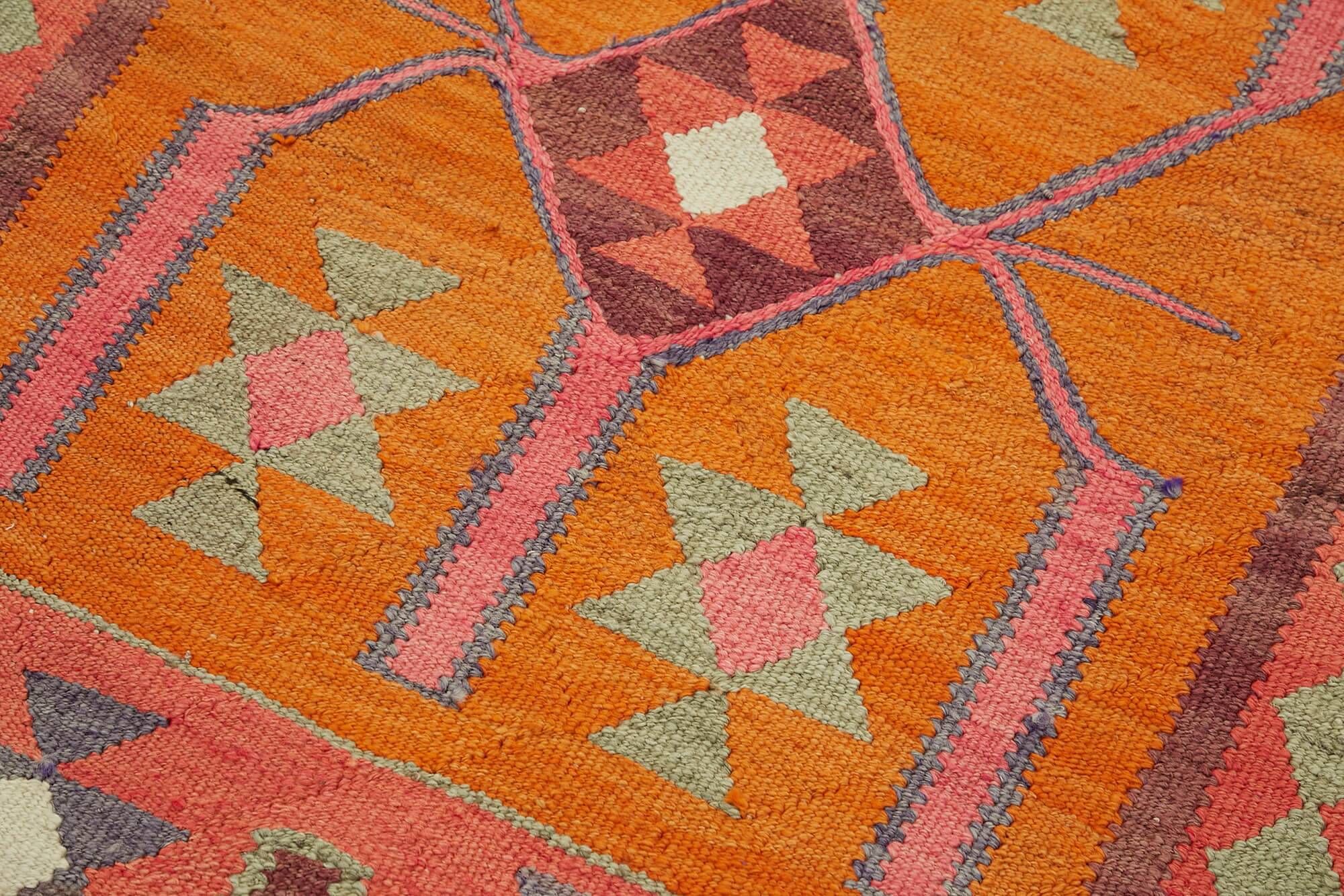 Turkish Handwoven Vintage Herki Kilim 105 cm x 355 cm