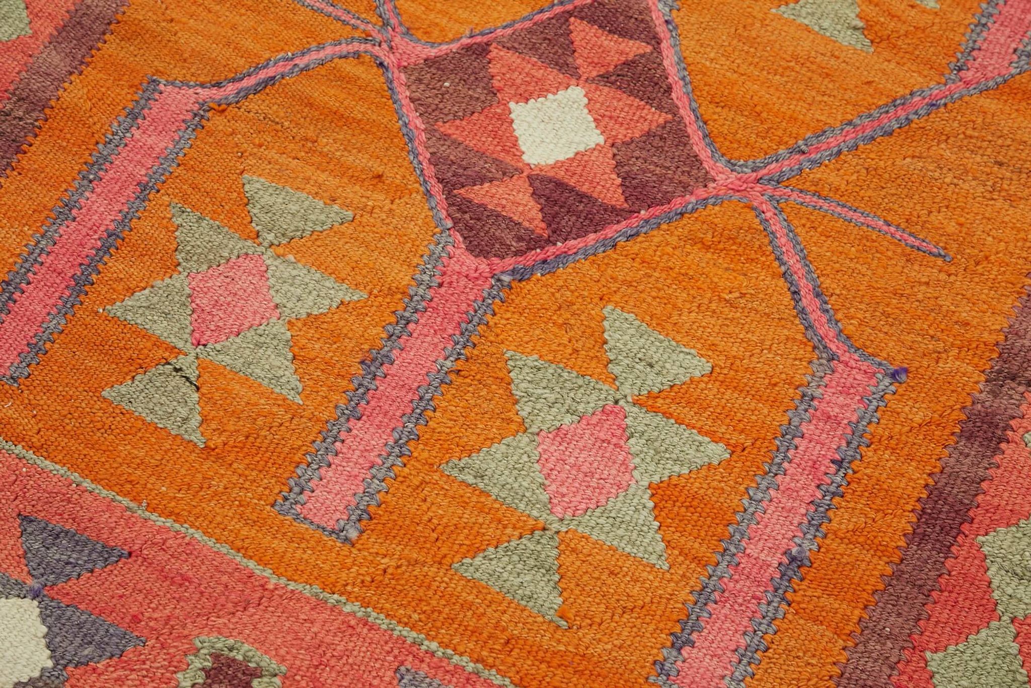 Turkish Handwoven Vintage Herki Kilim 105 cm x 355 cm