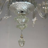 Venetian lustre in colourless Murano glass, 6 light arms, circa 1950.