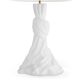 Pair of white and brass table lamps, linen shades.