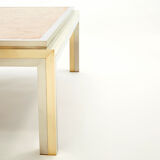 Coffee table chrome brass red marble Romeo Rega 1970