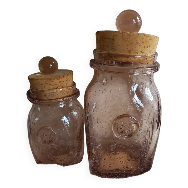 2 pots Biot en verre soufflé