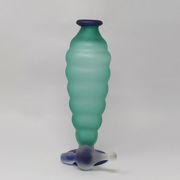 1970s Astonishing Green and Blue Bottle in Murano Glass By Michielotto