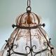 Large Venetian suspension in smoked blown Murano glass, mid-20th century.