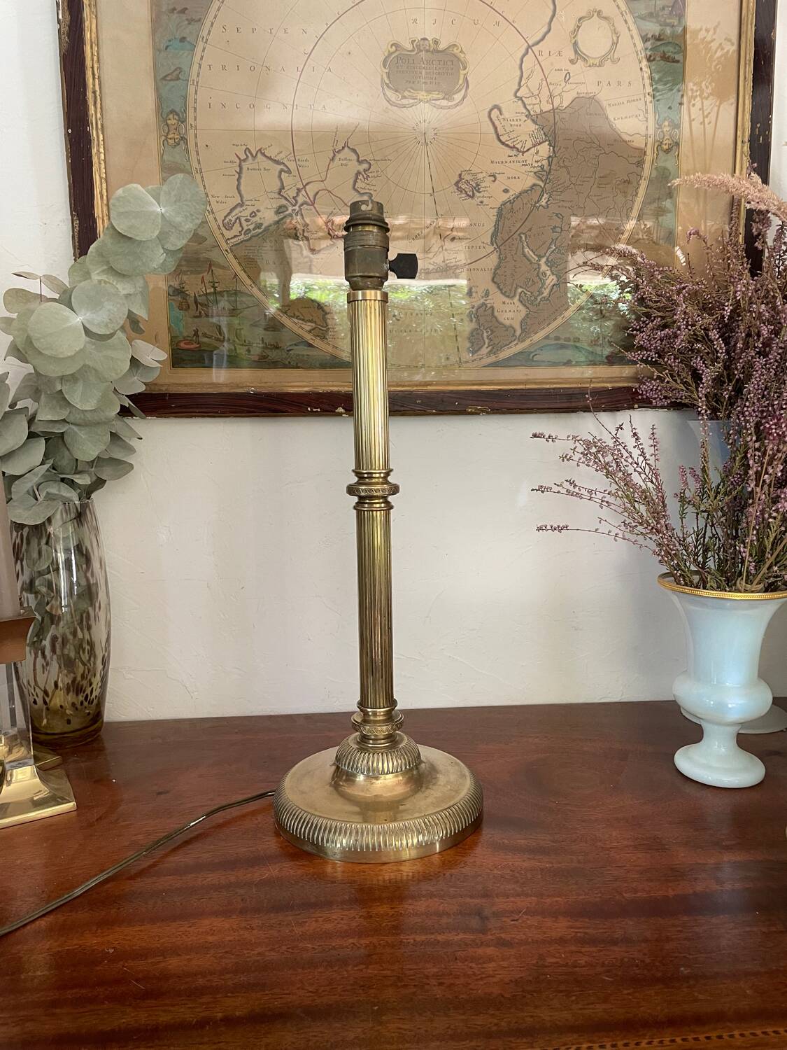 Brass column lamp 43cm circa 1900