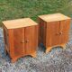 Pair of vintage bedside tables in blond and gilded oak from the 50s