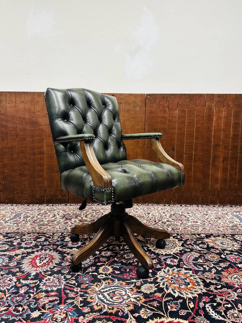 Chaise de bureau classique chesterfield president chair verte
