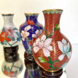 Miniature brass cloisonné vases collection