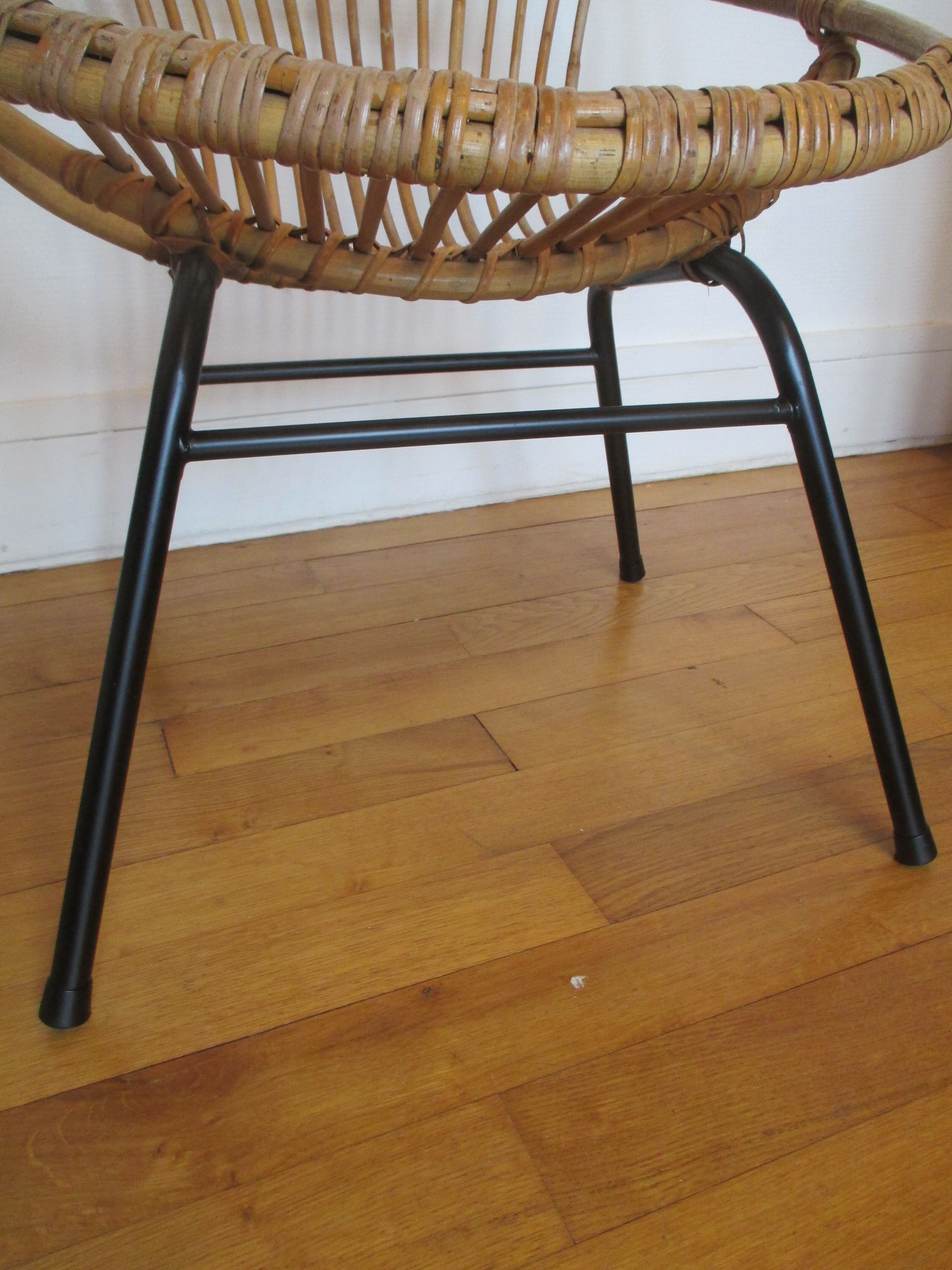 Shell armchairs in rattan and metal year 60