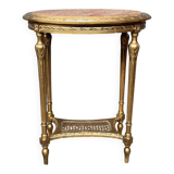 French Louis XVI style giltwood table. Marble top. Late 19th century.