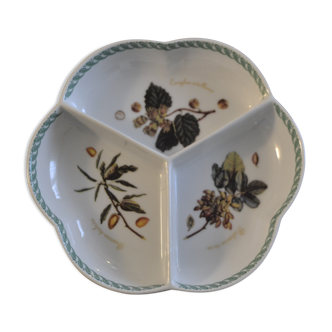 Compartmentalized aperitif dish with botanical motif of the brand tognana