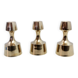 Set of 3 Scandinavian brass candle holders