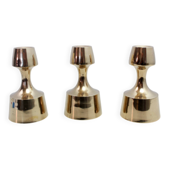 Set of 3 Scandinavian brass candle holders