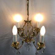 Lustre cage à  4 lumières bronze et cristal