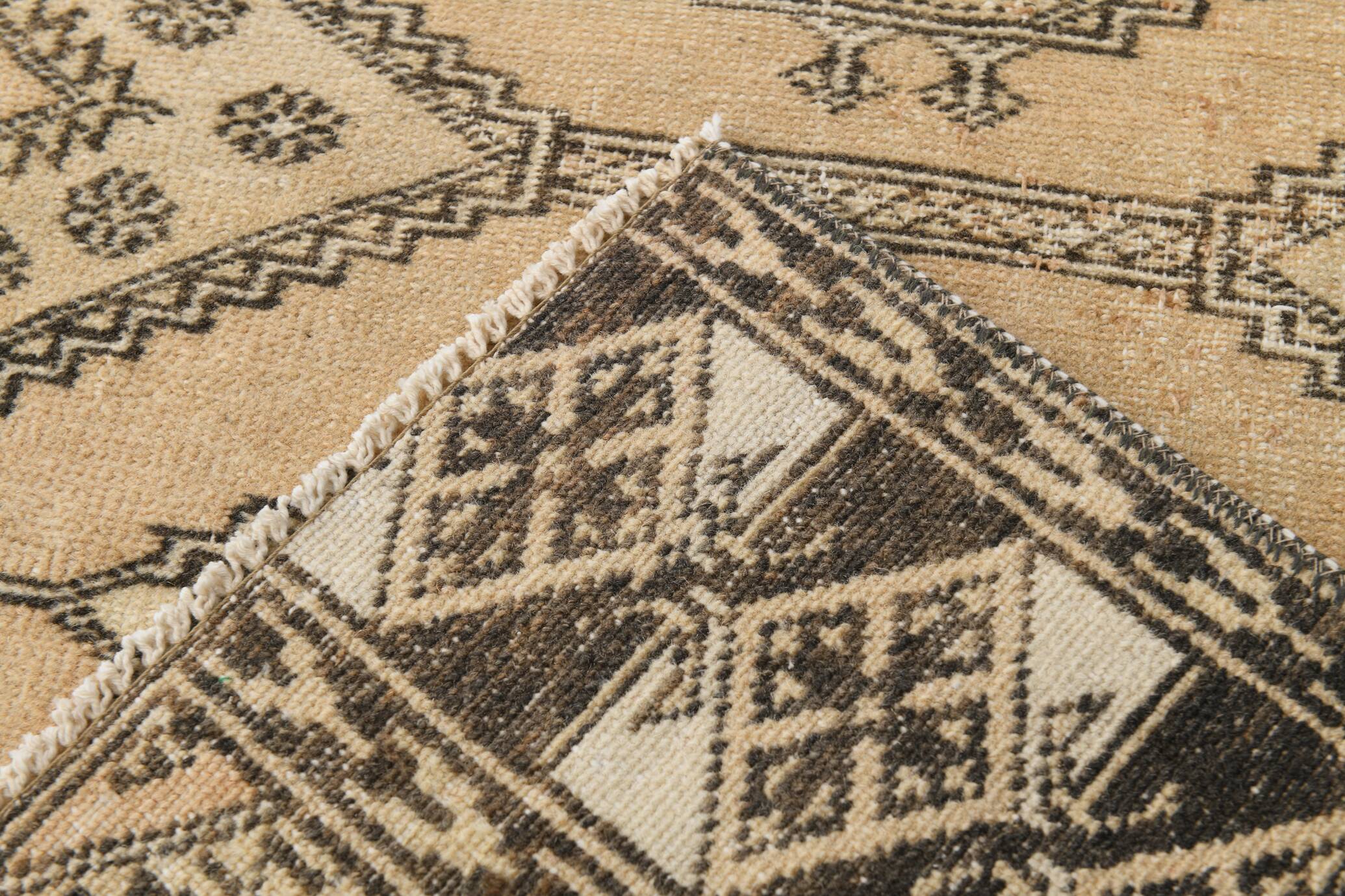 3x10 Cream Black Vintage Persian Runner Rug, 76x303Cm SK 20938