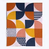 Art Deco chest of drawers in raw wood and blue, 1940