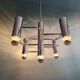 Geometric chandelier in chrome metal, design by Gaetano Sciolari, 1970.