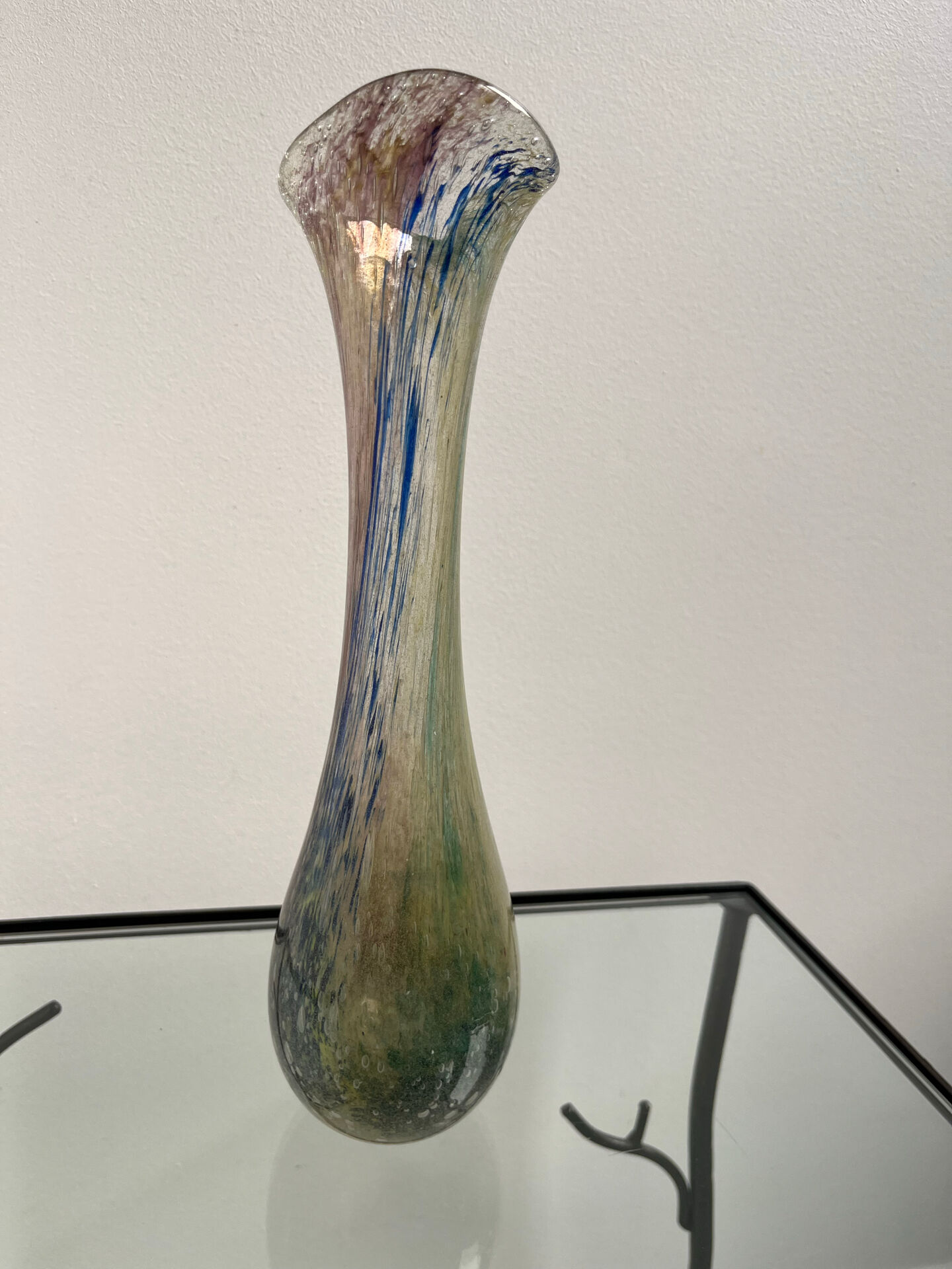 Tall vase, multicoloured handcrafted glass.