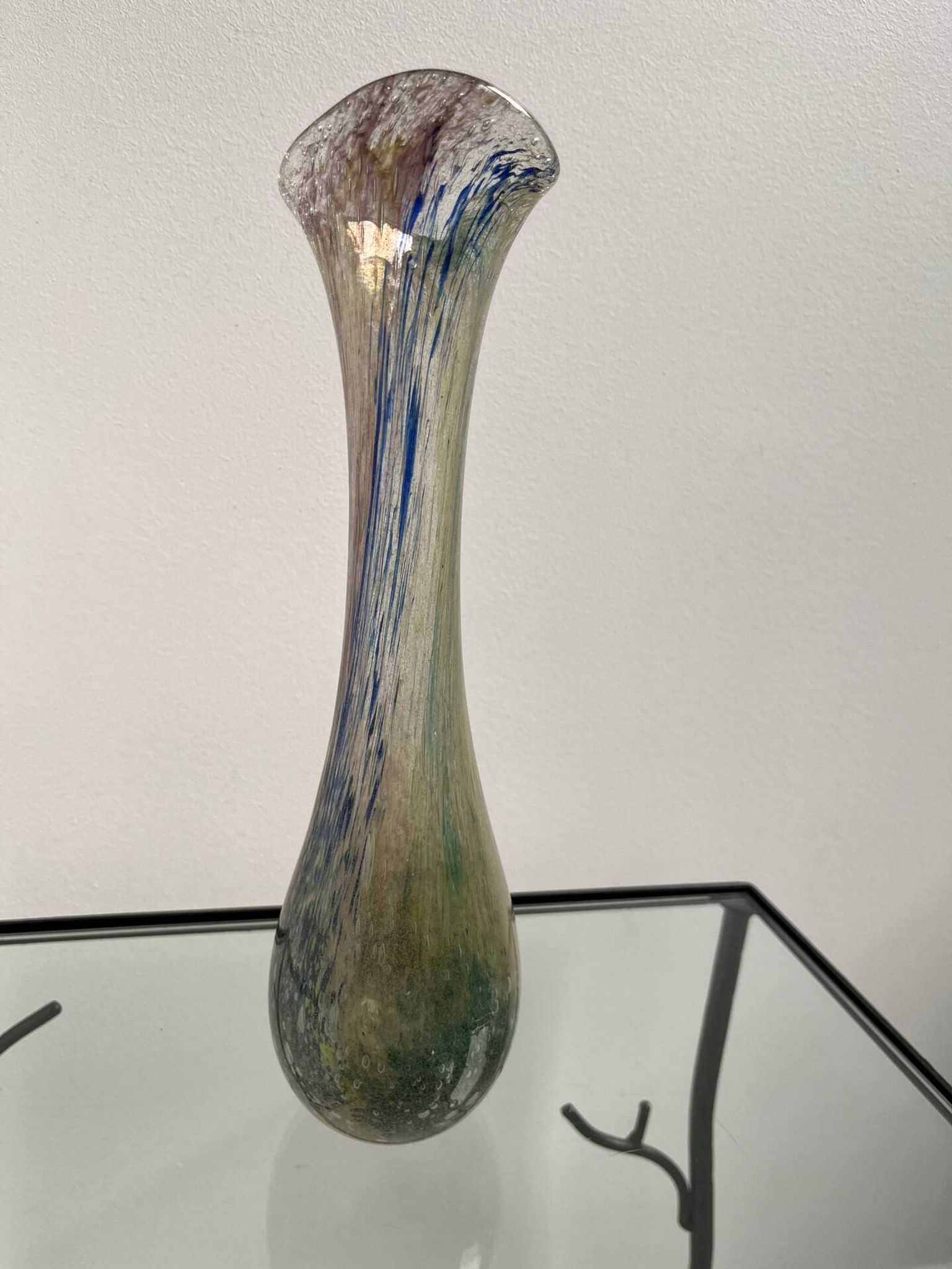 Tall vase, multicoloured handcrafted glass.