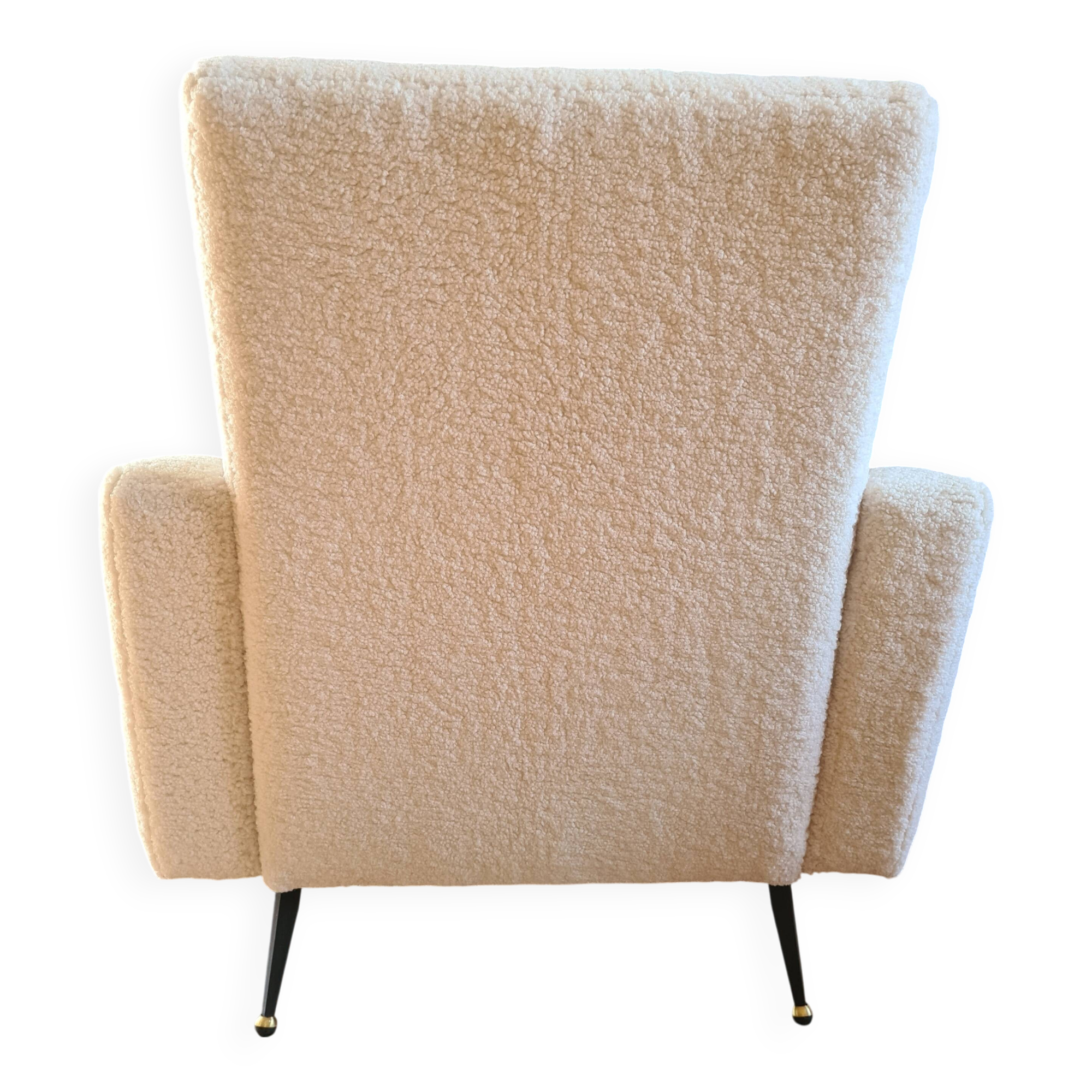 Rockabilly style armchair in white terry fabric