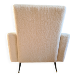 Rockabilly style armchair in white terry fabric