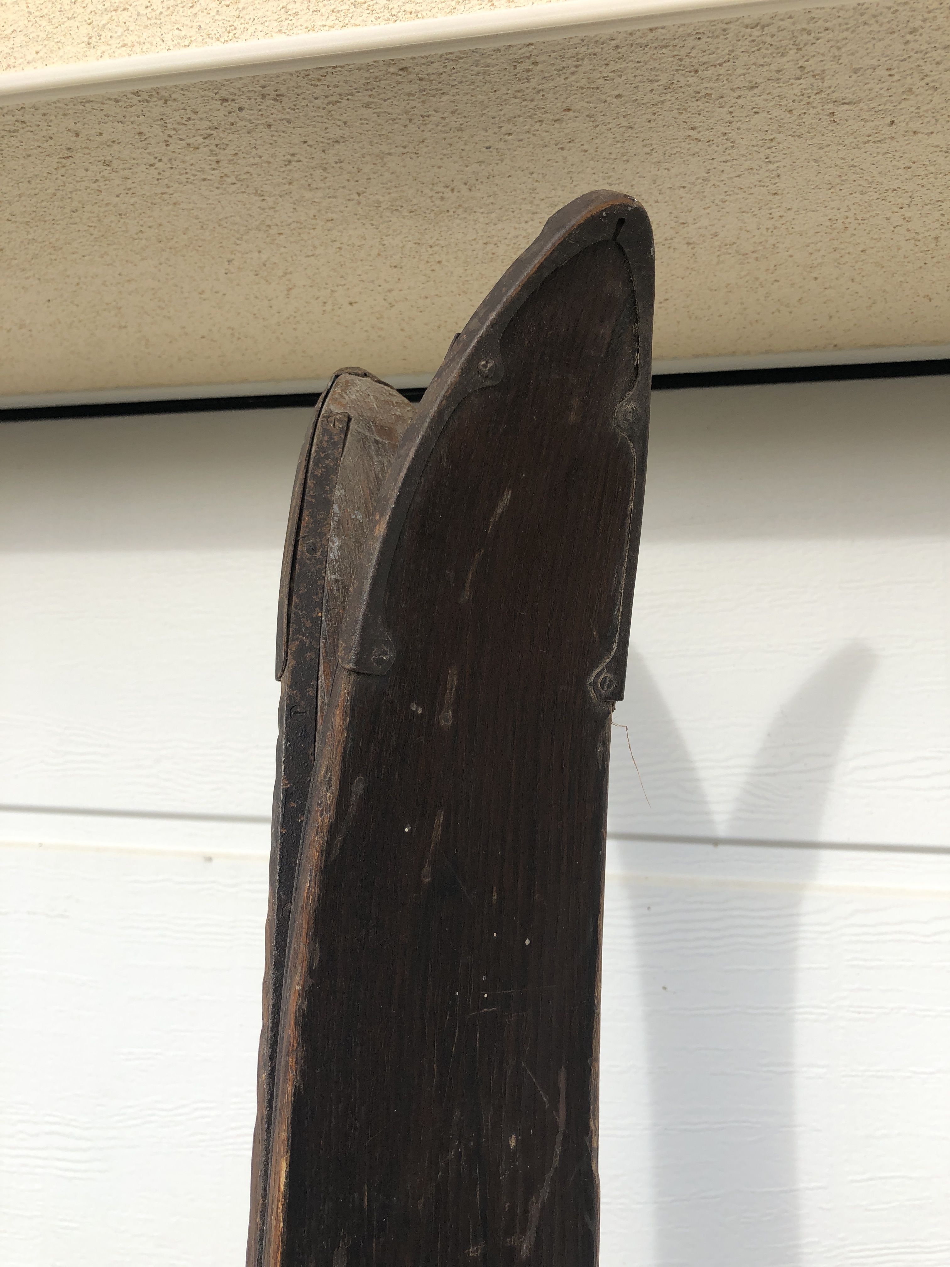 Former pair of Ramy wooden skis - vintage mountain chalet deco sticks
