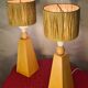 2 Scandinavian style bedside lamps in solid wood and raffia shade 40