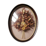 Domed glass frame vintage dried flowers
