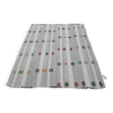 Vintage Turkish Kilim Rug 162x192 cm, Grey Stripes and Colorful Patterns