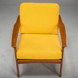 Chaise longue danoise du milieu du siècle en teck attribuée à Ib Kofod-Larsen, années 1960