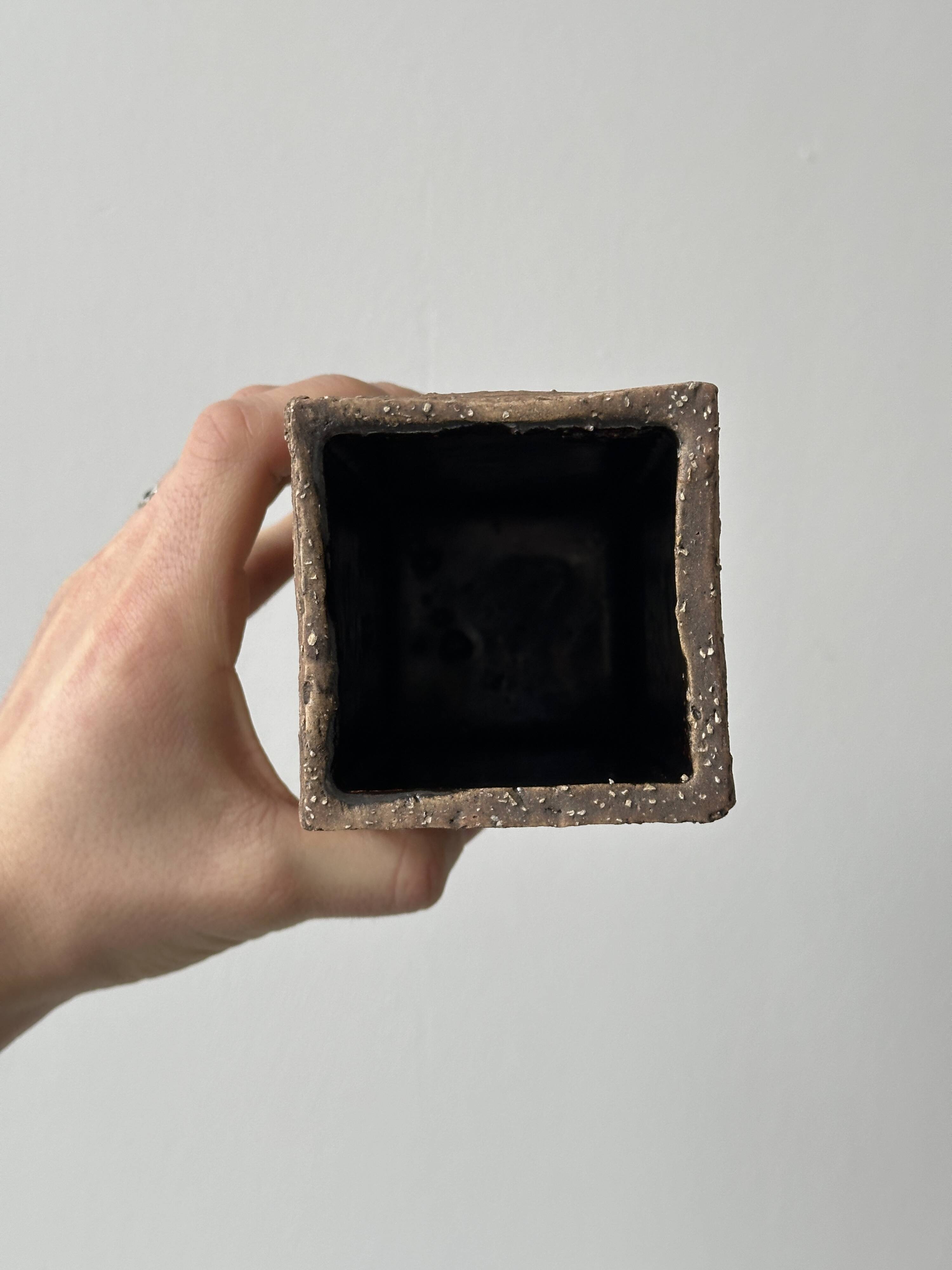 Rectangular ceramic vase in brutalist style