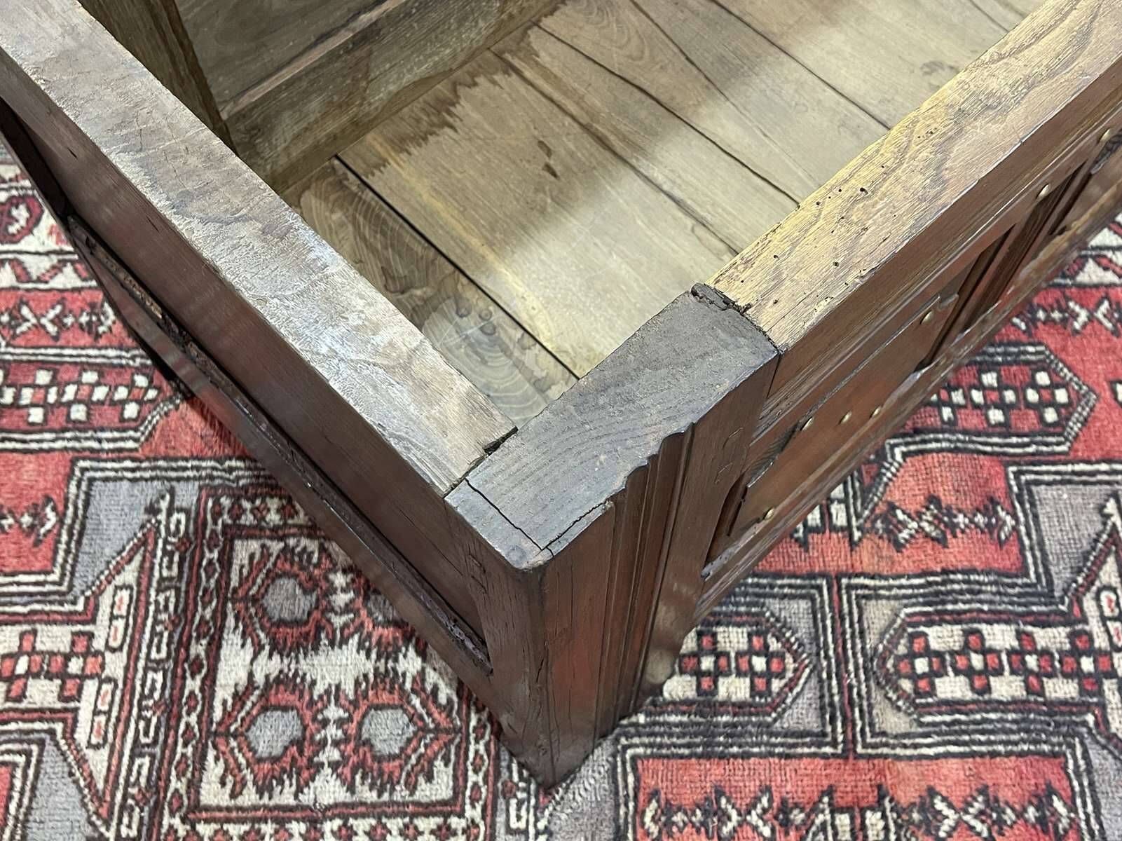 19th century Breton oak storage bench